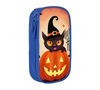 MKNAZ Happy Halloween Day Printed Pencil Case Pen Bag Double-Layer Pen Pouch Organizer for Student Artists School Office College, Blue