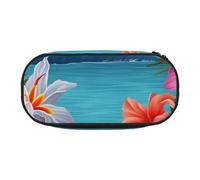 MKNAZ Hawaii Hibiscus Flower Printed Pencil Case & Makeup Pouch Oxford Fabric Stationery Pouch Unisex Pencil Box for School/Office/Travel