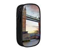 MKNAZ Historic Old Tower Bridge London Printed Pencil Case Pen Bag Double-Layer Pen Pouch Organizer for Student Artists School Office College, Black