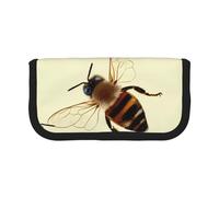MKNAZ Honey bee Printed Canvas Pencil Case Large Capacity Pen Pouch Stationery Organiser, Makeup Cosmetic Bag for School Office Travel, Student Gifts