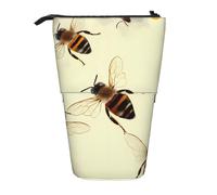 MKNAZ Honey bee Printed Telescopic Pencil Case Stand Up Pen Bag, Cute Pencil Organizer Portable Pencil Bag Suitable for School Office