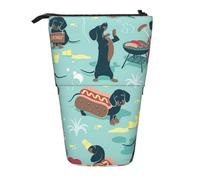 MKNAZ Hot Dogs and Lemonade Printed Telescopic Pencil Case Stand Up Pen Bag, Cute Pencil Organizer Portable Pencil Bag Suitable for School Office