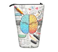 MKNAZ Human Brain Printed Telescopic Pencil Case Stand Up Pen Bag, Cute Pencil Organizer Portable Pencil Bag Suitable for School Office