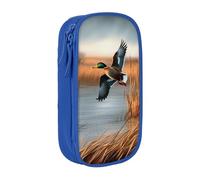 MKNAZ Hunting Flying Wild Duck 1 Printed Pencil Case Pen Bag Double-Layer Pen Pouch Organizer for Student Artists School Office College, Blue