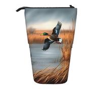 MKNAZ Hunting Flying Wild Duck 1 Printed Telescopic Pencil Case Stand Up Pen Bag, Cute Pencil Organizer Portable Pencil Bag Suitable for School Office