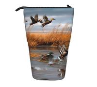 MKNAZ Hunting Flying Wild Duck 2 Printed Telescopic Pencil Case Stand Up Pen Bag, Cute Pencil Organizer Portable Pencil Bag Suitable for School Office