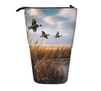 MKNAZ Hunting Flying Wild Duck Printed Telescopic Pencil Case Stand Up Pen Bag, Cute Pencil Organizer Portable Pencil Bag Suitable for School Office