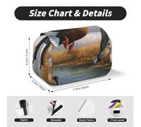 MKNAZ Hunting Flying Wild Ducks by The Lake Prints Flip Pencil Case - Double-Layer Large Capacity Pen Organizer with Dual Zippers - for Students, Artists & Travelers