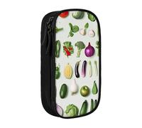 MKNAZ Introduction of Various Vegetables Printed Pencil Case Pen Bag Double-Layer Pen Pouch Organizer for Student Artists School Office College, Black