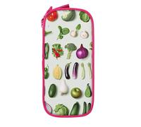 MKNAZ Introduction of Various Vegetables Printed Pencil Case Pen Bag Double-Layer Pen Pouch Organizer for Student Artists School Office College, Pink