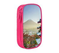 MKNAZ Japan Mount Fuji Landscape Printed Pencil Case Pen Bag Double-Layer Pen Pouch Organizer for Student Artists School Office College, Pink