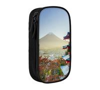 MKNAZ Japan Mount Fuji Landscape Printed Pencil Case Pen Bag Double-Layer Pen Pouch Organizer for Student Artists School Office College, Black