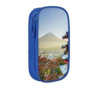 MKNAZ Japan Mount Fuji Landscape Printed Pencil Case Pen Bag Double-Layer Pen Pouch Organizer for Student Artists School Office College, Blue