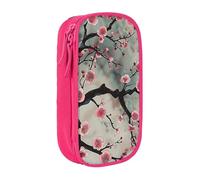 MKNAZ Japanese Spring Plum Floral 1 Printed Pencil Case Pen Bag Double-Layer Pen Pouch Organizer for Student Artists School Office College, Pink
