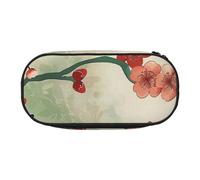 MKNAZ Japanese Spring Plum Floral Printed Pencil Case & Makeup Pouch Oxford Fabric Stationery Pouch Unisex Pencil Box for School/Office/Travel