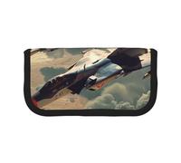 MKNAZ Jet Fighter Printed Canvas Pencil Case Large Capacity Pen Pouch Stationery Organiser, Makeup Cosmetic Bag for School Office Travel, Student Gifts