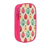MKNAZ Ladybugs Cartoon Pattern Printed Pencil Case Pen Bag Double-Layer Pen Pouch Organizer for Student Artists School Office College, Pink