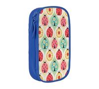MKNAZ Ladybugs Cartoon Pattern Printed Pencil Case Pen Bag Double-Layer Pen Pouch Organizer for Student Artists School Office College, Blue