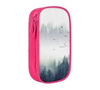 MKNAZ Landscape Mountain Printed Pencil Case Pen Bag Double-Layer Pen Pouch Organizer for Student Artists School Office College, Pink