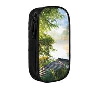 MKNAZ Landscape Trees Printed Pencil Case Pen Bag Double-Layer Pen Pouch Organizer for Student Artists School Office College, Black