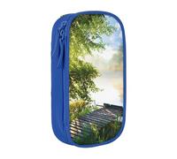 MKNAZ Landscape Trees Printed Pencil Case Pen Bag Double-Layer Pen Pouch Organizer for Student Artists School Office College, Blue