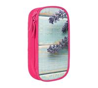 MKNAZ Lavender on Wood Printed Pencil Case Pen Bag Double-Layer Pen Pouch Organizer for Student Artists School Office College, Pink