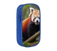 MKNAZ Little Red Panda Printed Pencil Case Pen Bag Double-Layer Pen Pouch Organizer for Student Artists School Office College, Blue