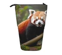 MKNAZ Little Red Panda Printed Telescopic Pencil Case Stand Up Pen Bag, Cute Pencil Organizer Portable Pencil Bag Suitable for School Office