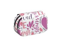 MKNAZ Lovely Hearts Prints Flip Pencil Case - Double-Layer Large Capacity Pen Organizer with Dual Zippers - for Students, Artists & Travelers