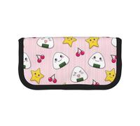 MKNAZ Lovely Rice Ball Printed Canvas Pencil Case Large Capacity Pen Pouch Stationery Organiser, Makeup Cosmetic Bag for School Office Travel, Student Gifts