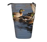 MKNAZ Mallard Ducks Printed Telescopic Pencil Case Stand Up Pen Bag, Cute Pencil Organizer Portable Pencil Bag Suitable for School Office