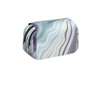 MKNAZ Marble Mural Prints Flip Pencil Case - Double-Layer Large Capacity Pen Organizer with Dual Zippers - for Students, Artists & Travelers