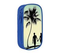 MKNAZ Married Couple Walking on The Beach Printed Pencil Case Pen Bag Double-Layer Pen Pouch Organizer for Student Artists School Office College, Blue
