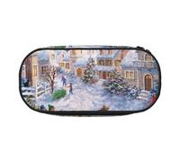 MKNAZ Merry Christmas 4 Printed Pencil Case & Makeup Pouch Oxford Fabric Stationery Pouch Unisex Pencil Box for School/Office/Travel