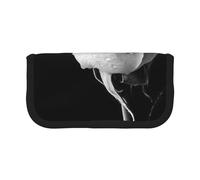 MKNAZ Monochrome Rose Printed Canvas Pencil Case Large Capacity Pen Pouch Stationery Organiser, Makeup Cosmetic Bag for School Office Travel, Student Gifts