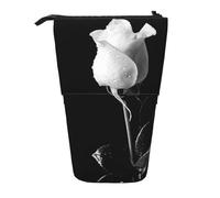 MKNAZ Monochrome Rose Printed Telescopic Pencil Case Stand Up Pen Bag, Cute Pencil Organizer Portable Pencil Bag Suitable for School Office