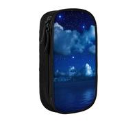 MKNAZ Moonlit Night Printed Pencil Case Pen Bag Double-Layer Pen Pouch Organizer for Student Artists School Office College, Black