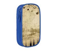 MKNAZ Music Notes on Old Paper Printed Pencil Case Pen Bag Double-Layer Pen Pouch Organizer for Student Artists School Office College, Blue