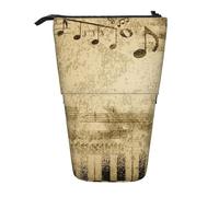 MKNAZ Music Notes on Old Paper Printed Telescopic Pencil Case Stand Up Pen Bag, Cute Pencil Organizer Portable Pencil Bag Suitable for School Office