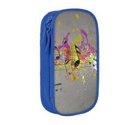 MKNAZ Musical with Spray Printed Pencil Case Pen Bag Double-Layer Pen Pouch Organizer for Student Artists School Office College, Blue