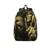 MKNAZ Native Americans Wolf Printed School Backpack M - Canvas Laptop Backpack For Girls Boys Bookbag - Casual Travel Daypack Work Rucksack For Men Women