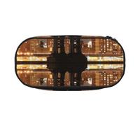 MKNAZ New York Manhattan Bridge Night Printed Pencil Case & Makeup Pouch Oxford Fabric Stationery Pouch Unisex Pencil Box for School/Office/Travel