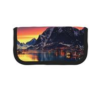 MKNAZ Norway Islands Printed Canvas Pencil Case Large Capacity Pen Pouch Stationery Organiser, Makeup Cosmetic Bag for School Office Travel, Student Gifts