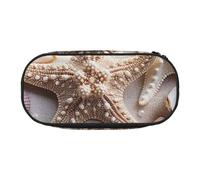 MKNAZ Pearls Sea Seashell Theme Printed Pencil Case & Makeup Pouch Oxford Fabric Stationery Pouch Unisex Pencil Box for School/Office/Travel