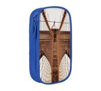 MKNAZ Photo of Brooklyn Bridge Printed Pencil Case Pen Bag Double-Layer Pen Pouch Organizer for Student Artists School Office College, Blue