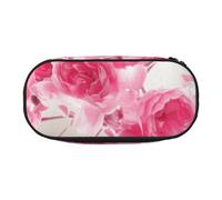 MKNAZ Pink Flowers Printed Pencil Case & Makeup Pouch Oxford Fabric Stationery Pouch Unisex Pencil Box for School/Office/Travel