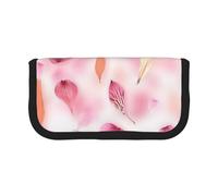 MKNAZ Pink Petals Printed Canvas Pencil Case Large Capacity Pen Pouch Stationery Organiser, Makeup Cosmetic Bag for School Office Travel, Student Gifts