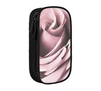 MKNAZ Pink Rose Close up Printed Pencil Case Pen Bag Double-Layer Pen Pouch Organizer for Student Artists School Office College, Black