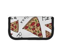 MKNAZ Pizza Pattern Printed Canvas Pencil Case Large Capacity Pen Pouch Stationery Organiser, Makeup Cosmetic Bag for School Office Travel, Student Gifts