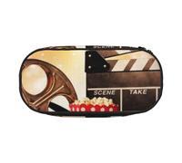 MKNAZ Popcorn and Film Equipment Printed Pencil Case & Makeup Pouch Oxford Fabric Stationery Pouch Unisex Pencil Box for School/Office/Travel